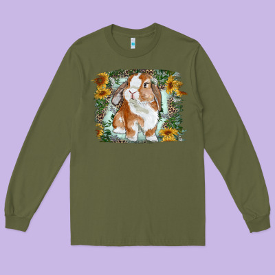 Long Sleeve Tee Bunny With Flower Leopard