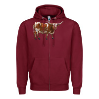 Burgundy longhorn Zipper Hoodie - RanaPortraitStore