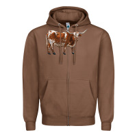 Chestnut longhorn Zipper Hoodie - RanaPortraitStore