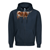 Navy longhorn Zipper Hoodie - RanaPortraitStore