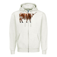 Oatmeal Heather longhorn Zipper Hoodie - RanaPortraitStore