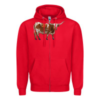 Red longhorn Zipper Hoodie - RanaPortraitStore