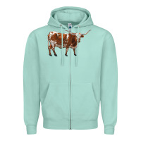 Seafoam longhorn Zipper Hoodie - RanaPortraitStore