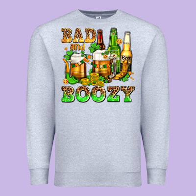 Bad And Boozy With Beer Premium Sweatshirt Designed By Adodesignshop