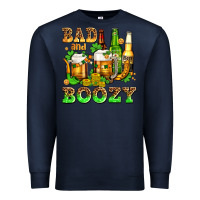Navy bad and boozy with beer Premium Sweatshirt - AdoDesignShop