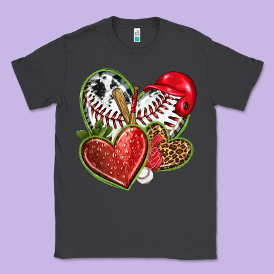 Baseball With Strawberry Hearts Classic Tee Designed By Texasbilliewilder
