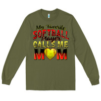 Army Green my favorite softball player calls me mom Long Sleeve Tee - Zillion Design Studio