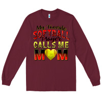 Burgundy my favorite softball player calls me mom Long Sleeve Tee - Zillion Design Studio