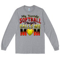 Heather Grey my favorite softball player calls me mom Long Sleeve Tee - Zillion Design Studio