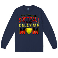 Navy my favorite softball player calls me mom Long Sleeve Tee - Zillion Design Studio