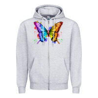 Heather Grey rainbow butterfly Zipper Hoodie - Zillion Design Studio