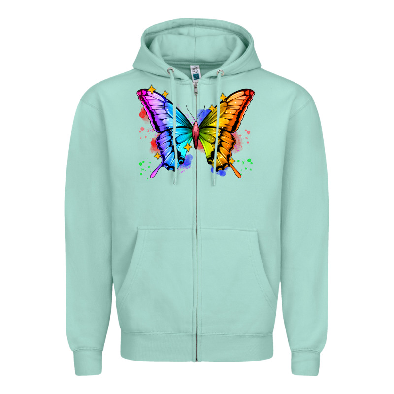 Rainbow Butterfly Zipper Hoodie by Zillion Design Studio | Teevron
