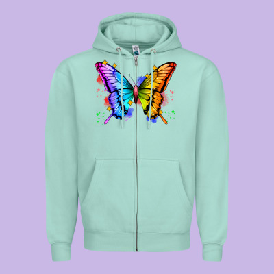 Rainbow Butterfly Zipper Hoodie Designed By Zillion Design Studio