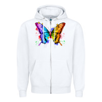 White rainbow butterfly Zipper Hoodie - Zillion Design Studio