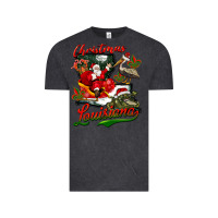Vintage Black louisiana christmas with santa Vintage Tee - BarkalooDesign