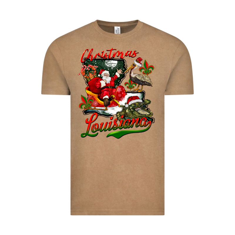 Louisiana Christmas With Santa Vintage Tee by BarkalooDesign | Teevron