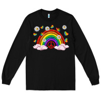 Black pride rainbow with daisy and butterfly Long Sleeve Tee - texasbilliewilder