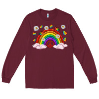 Burgundy pride rainbow with daisy and butterfly Long Sleeve Tee - texasbilliewilder