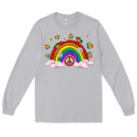Moon Dust pride rainbow with daisy and butterfly Long Sleeve Tee - texasbilliewilder