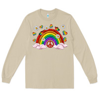 Mushroom pride rainbow with daisy and butterfly Long Sleeve Tee - texasbilliewilder