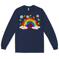 Navy pride rainbow with daisy and butterfly Long Sleeve Tee - texasbilliewilder