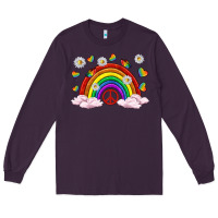 Plum pride rainbow with daisy and butterfly Long Sleeve Tee - texasbilliewilder