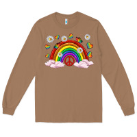Toasted Coconut pride rainbow with daisy and butterfly Long Sleeve Tee - texasbilliewilder