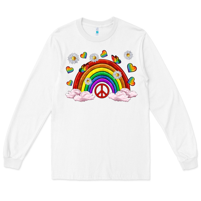 Pride Rainbow With Daisy And Butterfly Long Sleeve Tee by texasbilliewilder | Teevron