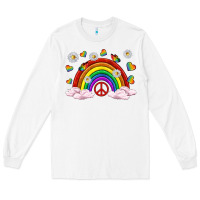 White pride rainbow with daisy and butterfly Long Sleeve Tee - texasbilliewilder