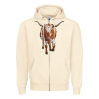 Sandshell longhorn cow Zipper Hoodie - RanaPortraitStore