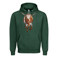 Sports Green longhorn cow Zipper Hoodie - RanaPortraitStore