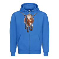 True Royal longhorn cow Zipper Hoodie - RanaPortraitStore