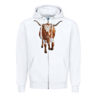 White longhorn cow Zipper Hoodie - RanaPortraitStore