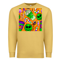 Antique Gold halloween snacks seamless pattern Premium Sweatshirt - BundleAndBundleShop