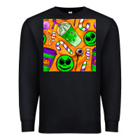 Black halloween snacks seamless pattern Premium Sweatshirt - BundleAndBundleShop