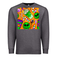 Charcoal Heather halloween snacks seamless pattern Premium Sweatshirt - BundleAndBundleShop