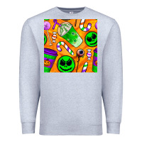Heather Grey halloween snacks seamless pattern Premium Sweatshirt - BundleAndBundleShop