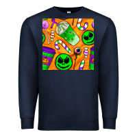 Navy halloween snacks seamless pattern Premium Sweatshirt - BundleAndBundleShop