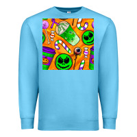 Ocean Blue halloween snacks seamless pattern Premium Sweatshirt - BundleAndBundleShop