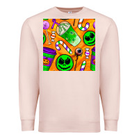 Pale Pink halloween snacks seamless pattern Premium Sweatshirt - BundleAndBundleShop