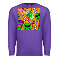 Purple halloween snacks seamless pattern Premium Sweatshirt - BundleAndBundleShop