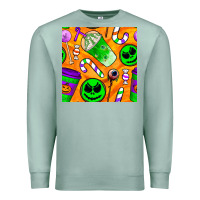 Seafoam halloween snacks seamless pattern Premium Sweatshirt - BundleAndBundleShop