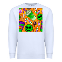 White halloween snacks seamless pattern Premium Sweatshirt - BundleAndBundleShop