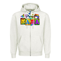 Oatmeal Heather proud mama Zipper Hoodie - Zillion Design Studio