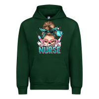 Forest Green nurse life messy bun Urban Hoodie - NancyCooperArtShop