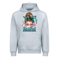 Heather Grey nurse life messy bun Urban Hoodie - NancyCooperArtShop