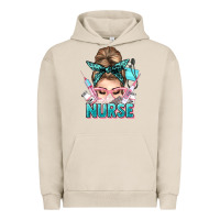 Pigment French Oak nurse life messy bun Urban Hoodie - NancyCooperArtShop