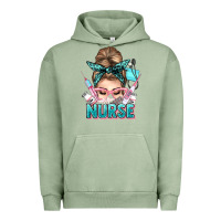 Pigment Oil Green nurse life messy bun Urban Hoodie - NancyCooperArtShop