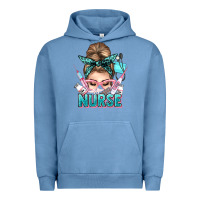 Pigment Pebble Blue nurse life messy bun Urban Hoodie - NancyCooperArtShop