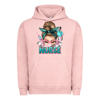 Pigment Salmon nurse life messy bun Urban Hoodie - NancyCooperArtShop